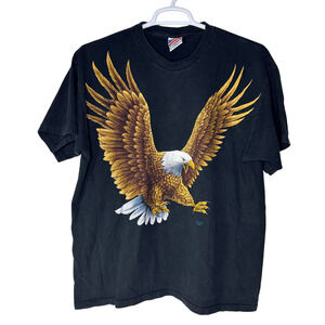 VTG Trinity Bald Eagle Shirt Men XL Black USA Biker Motorcycle 90s Single Stitch